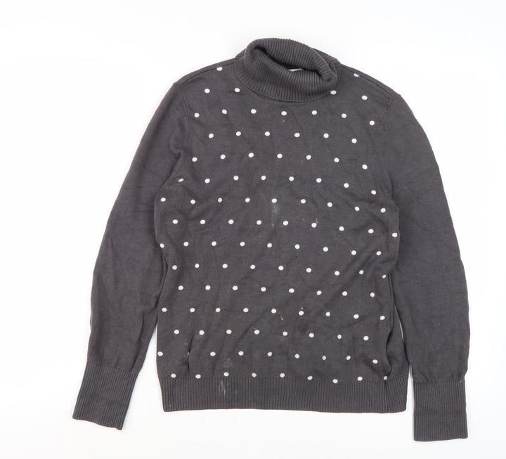 Peter Hahn Women's Grey Polka Dot Roll Neck Jumper