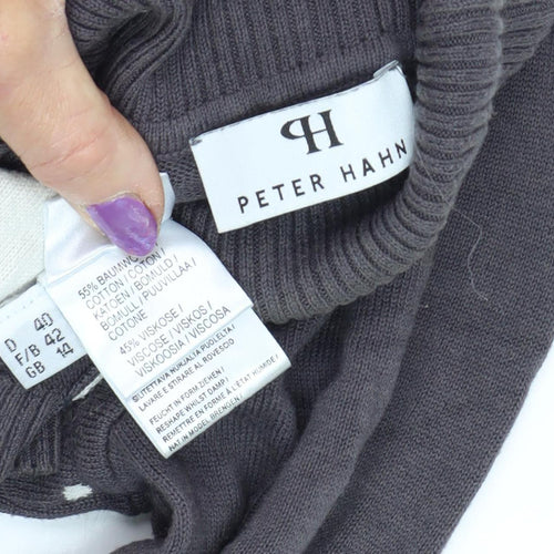 Peter Hahn Women's Grey Polka Dot Roll Neck Jumper