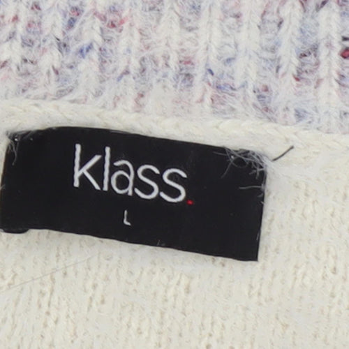 Klass Women's Multicoloured Chunky Knit Jumper L