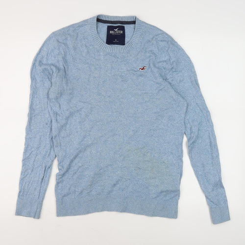 Hollister Men's Blue Cotton Pullover Jumper, Small