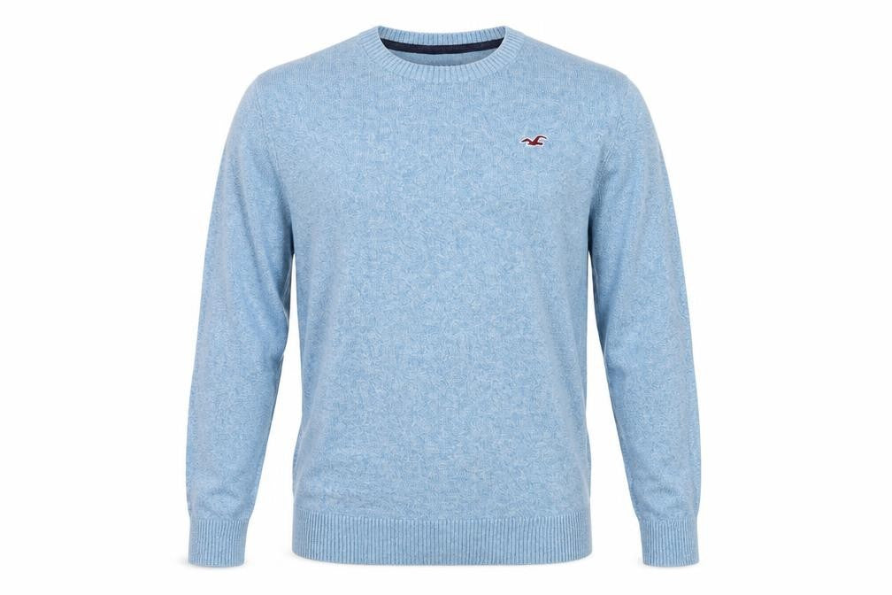Front view of Hollister Men's Blue Cotton jumper, Small