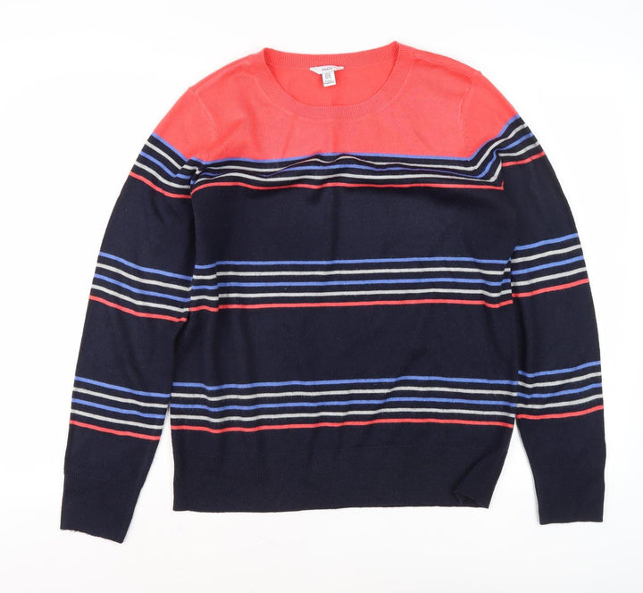 M&Co Women's Red/Blue Striped Pullover Jumper UK 14