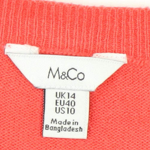 M&Co Women's Red/Blue Striped Pullover Jumper UK 14