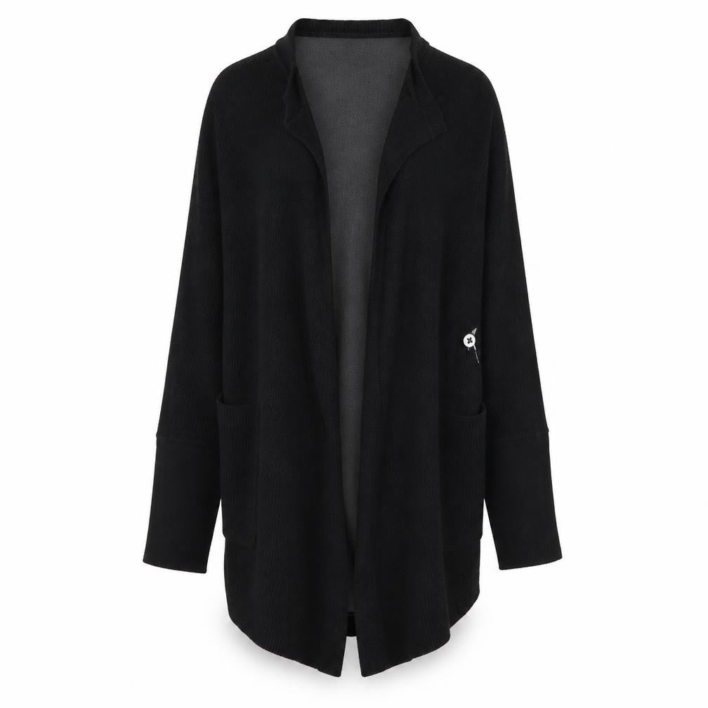 Front view of Diesel Women's Black Open Front Cardigan Medium Regular Fit