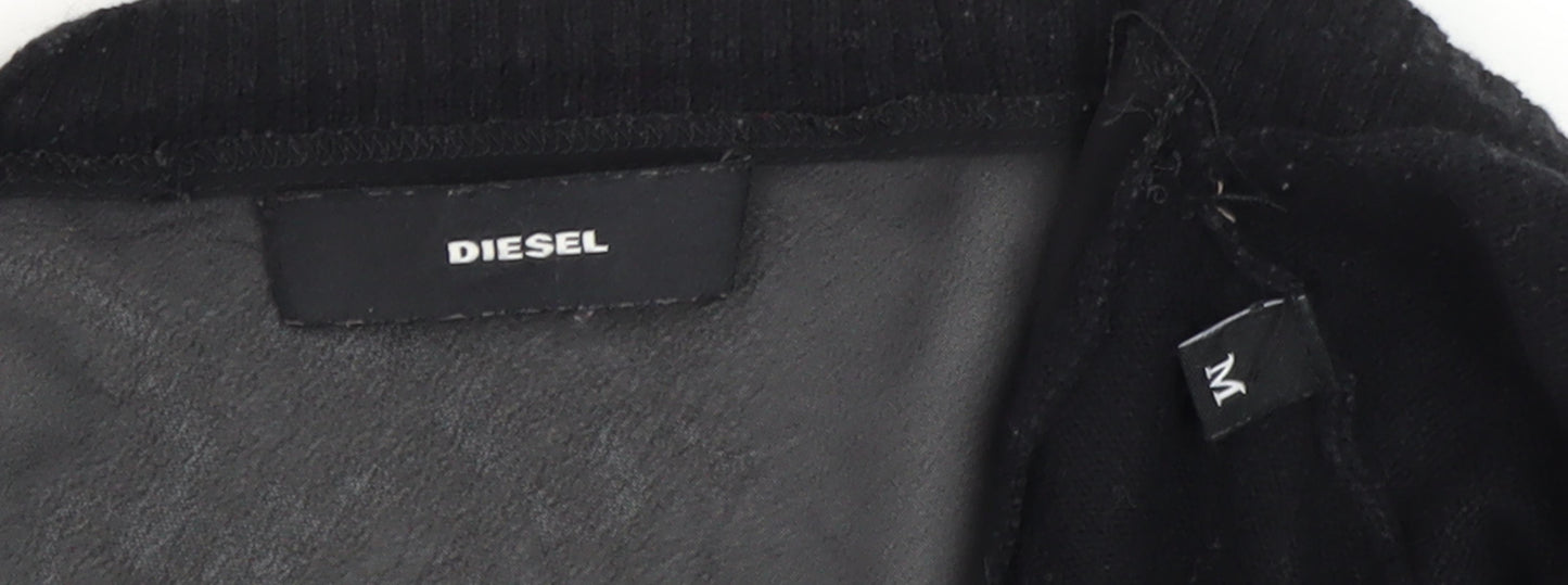 Diesel Women's Black Open Front Cardigan Medium Regular Fit