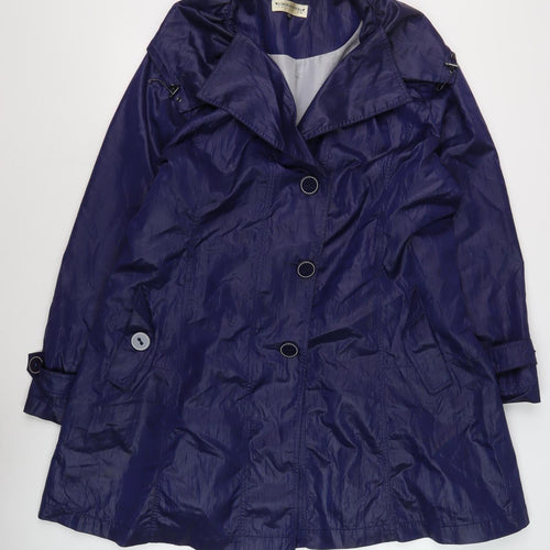 Simon Jeffery Women's Blue Long Nylon Coat, Size 18