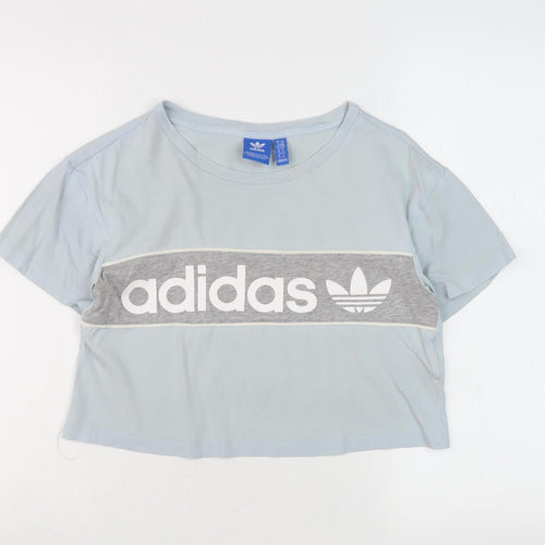 Adidas Women's Blue Cropped T-Shirt Size 8