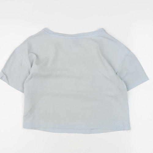 Adidas Women's Blue Cropped T-Shirt Size 8