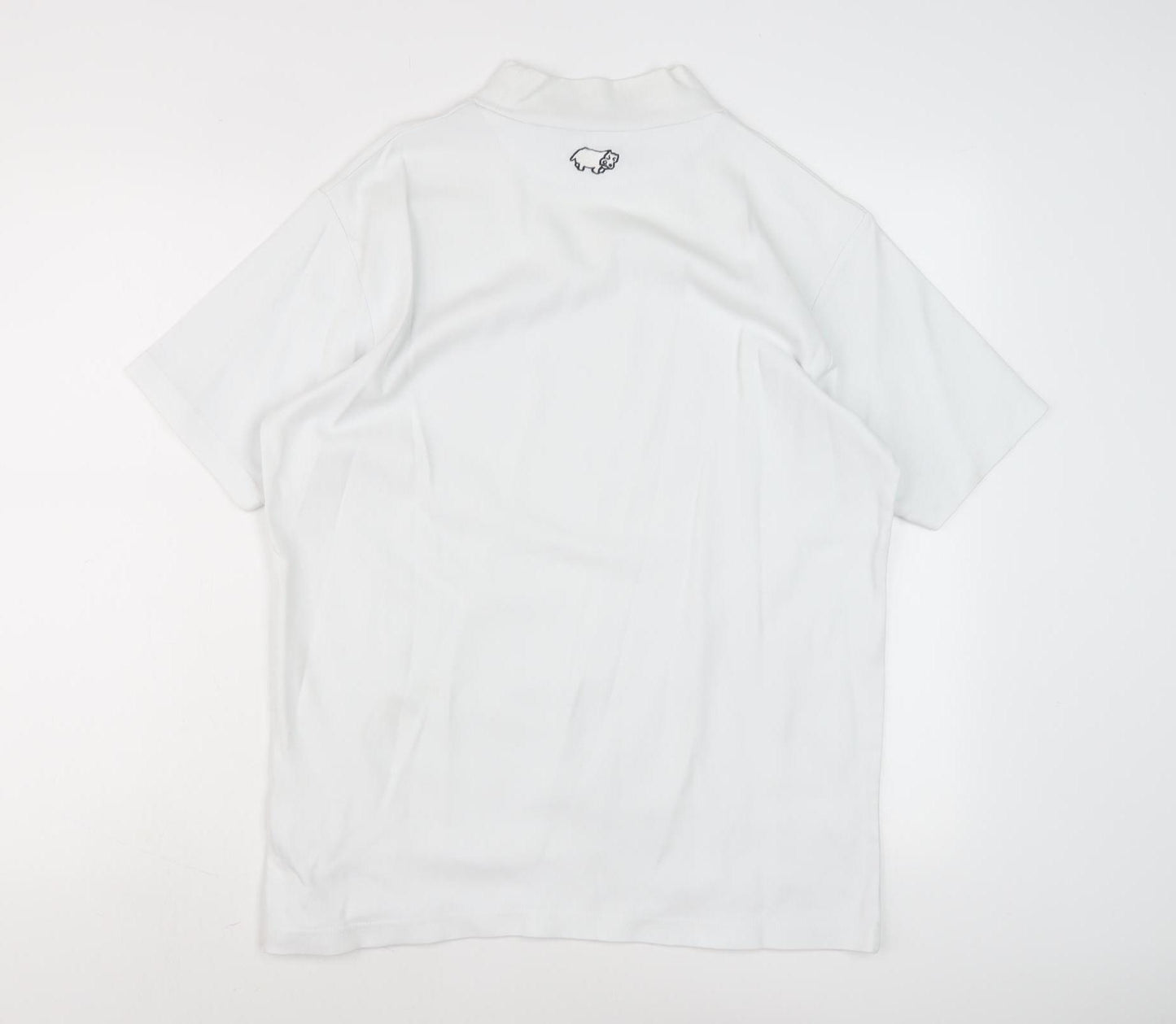 Hippo Men's White Mock Neck T-Shirt M