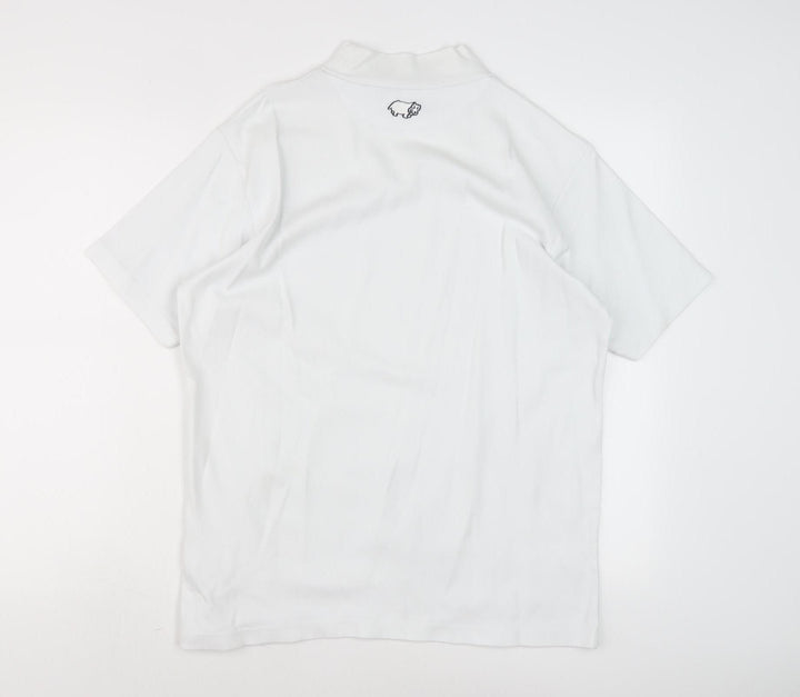 Hippo Men's White Mock Neck T-Shirt M