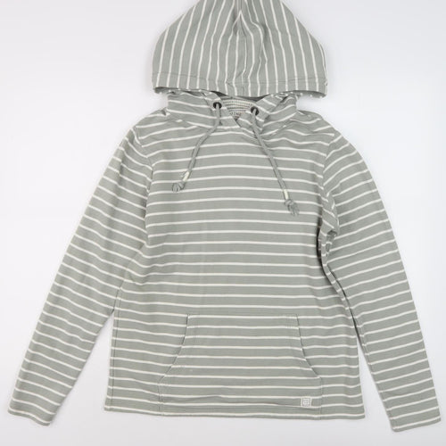 Fat Face Women's Grey Striped Pullover Hoodie, S