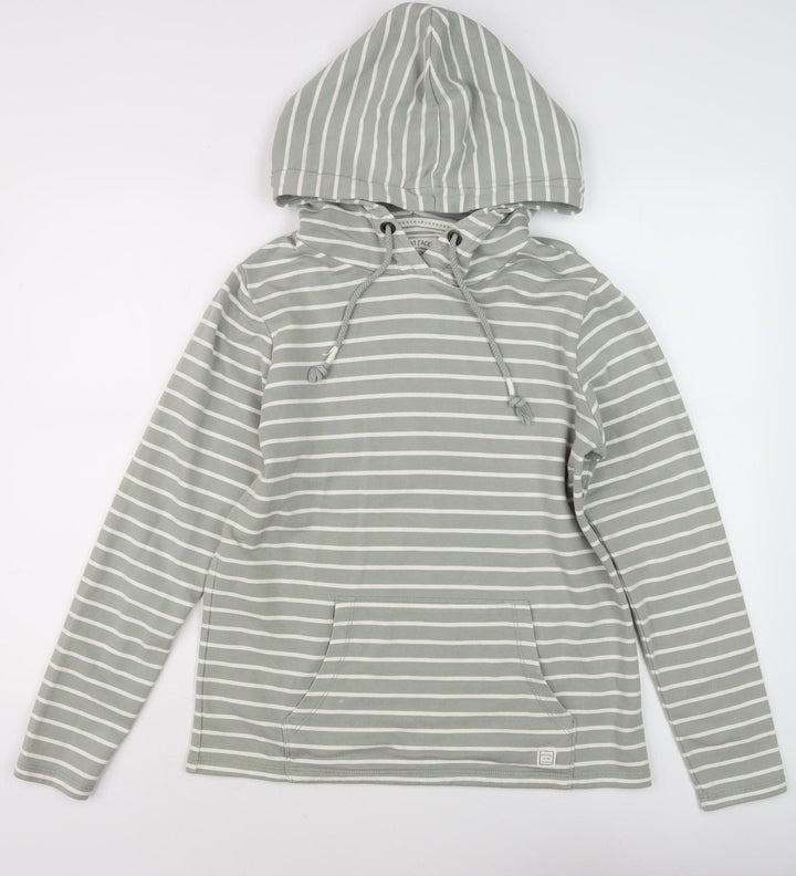 Fat Face Women's Grey Striped Pullover Hoodie, S