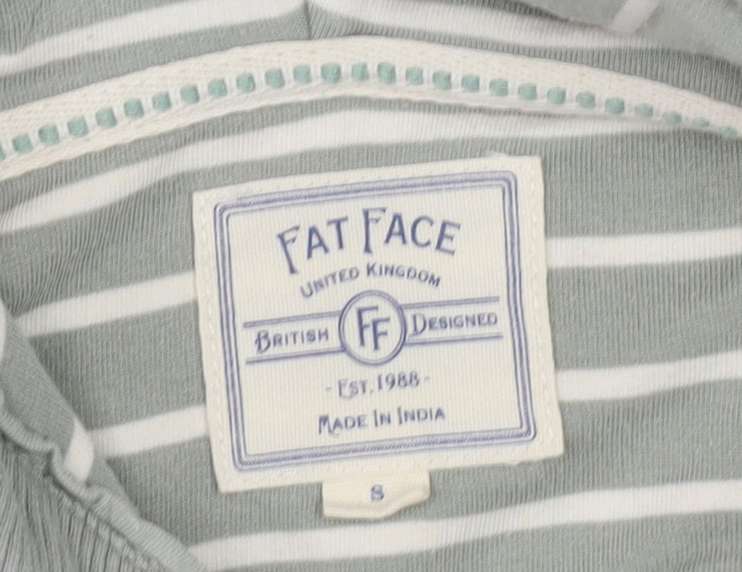 Fat Face Women's Grey Striped Pullover Hoodie, S