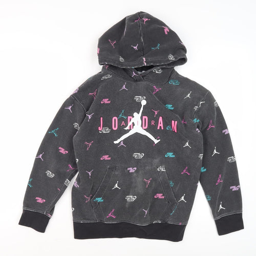 Jordan Girls' Black Graphic Hoodie 12-13 Years