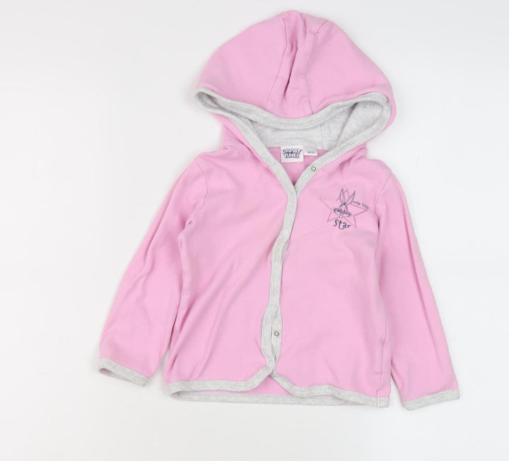 Looney Tunes Girls Pink Full Zip Hoodie, Size 1-2 Years, Casual