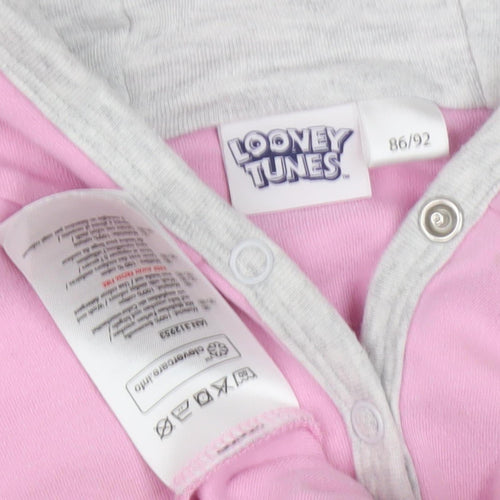 Looney Tunes Girls Pink Full Zip Hoodie, Size 1-2 Years, Casual