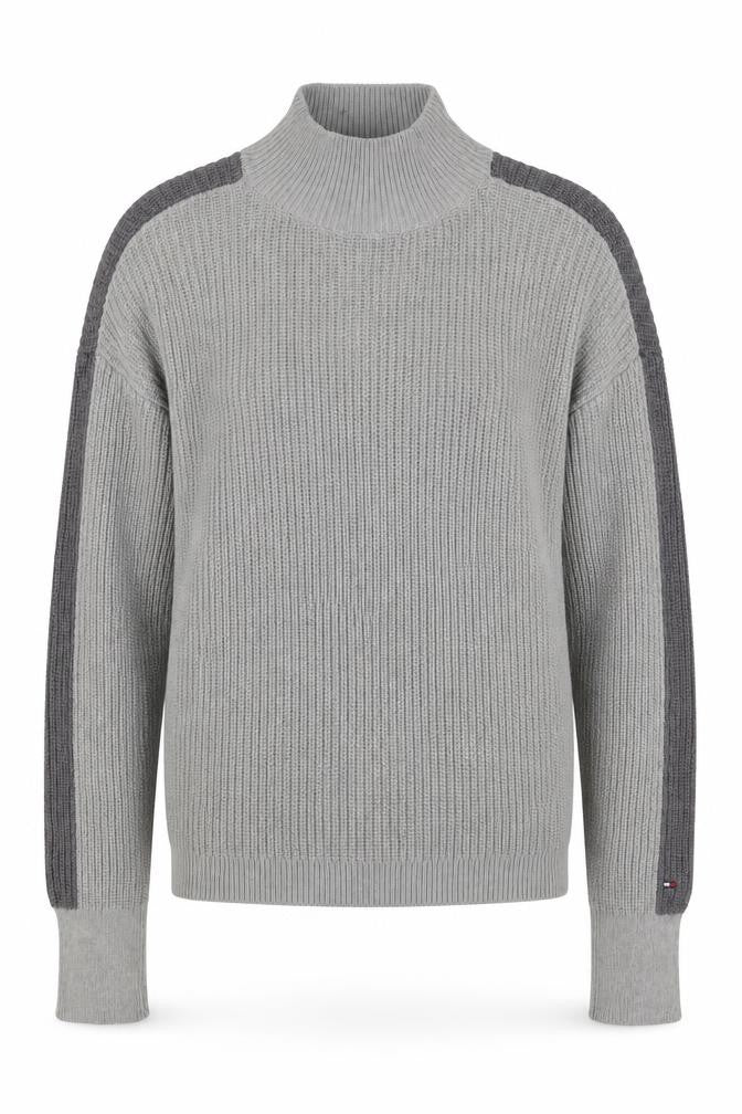 Front view of Tommy Hilfiger Men’s Grey Mock Neck jumper - S