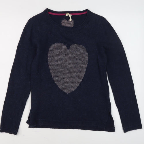 White Stuff Women's Blue Heart Jumper, Size 8, Casual Style