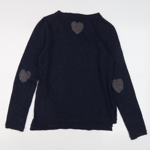 White Stuff Women's Blue Heart Jumper, Size 8, Casual Style