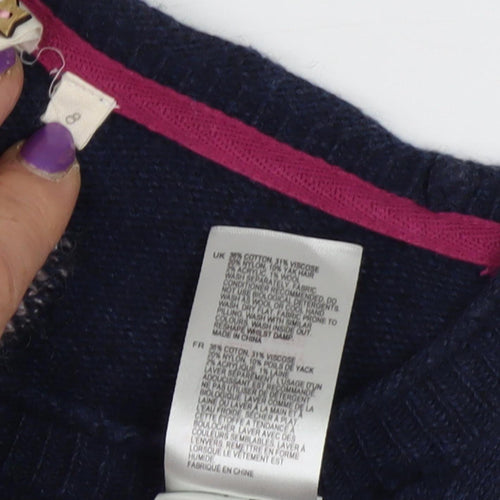 White Stuff Women's Blue Heart Jumper, Size 8, Casual Style
