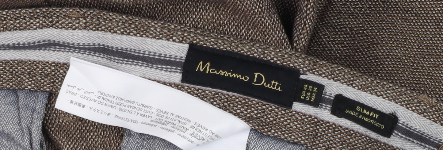 Massimo Dutti Men’s Brown Slim Fit Chinos Size 34