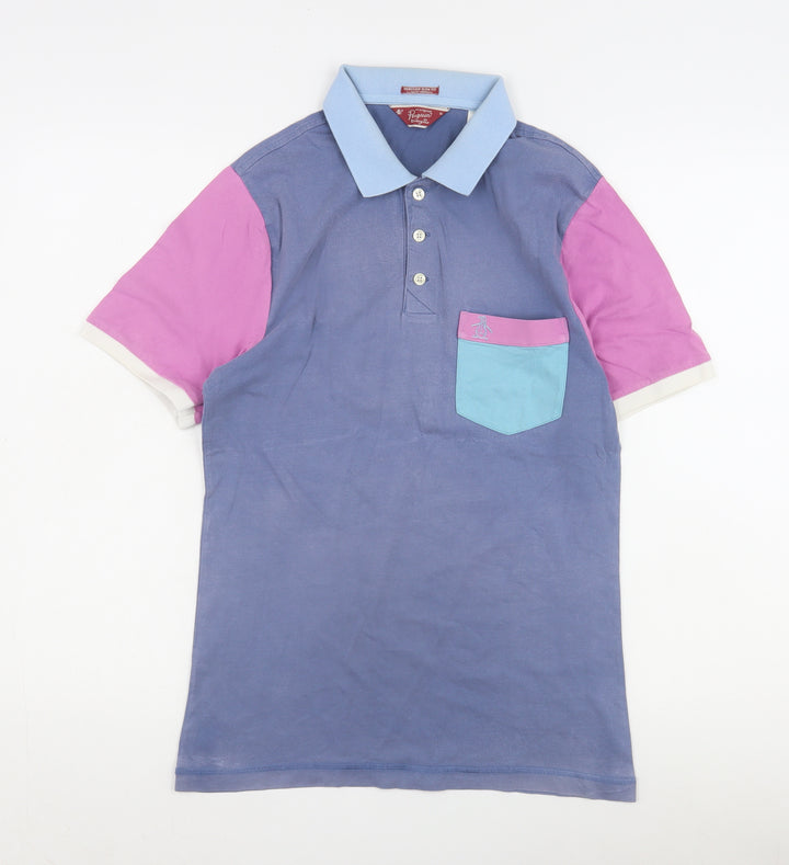 Original Penguin Men's Blue Colourblock Polo Shirt