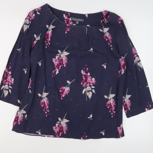 Laura Ashley Women's Blue Floral Blouse Size 2