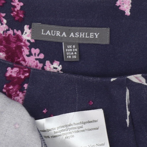 Laura Ashley Women's Blue Floral Blouse Size 2