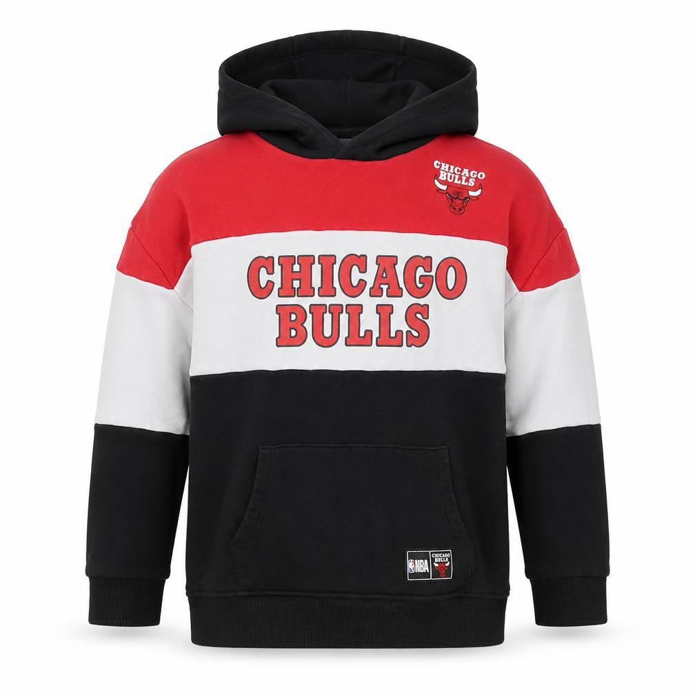 Front view of NBA boys’ black, red & white pullover hoodie 8-9 years