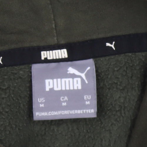 Puma Men's Green Hoodie M - Logo, Fleece Pullover