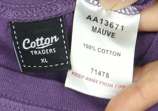 Cotton Traders Purple XL Unisex Long Sleeve T-Shirt