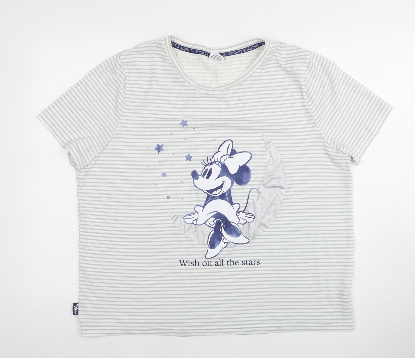 Disney Women's Grey Striped Minnie Mouse Nightshirt Size 18