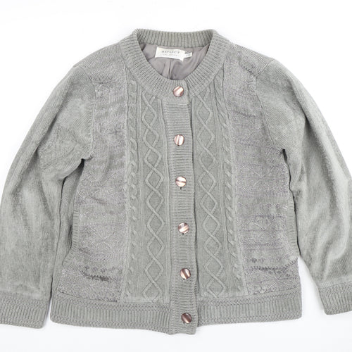 Reflect Women's Grey Cable-Knit Cardigan, Size L