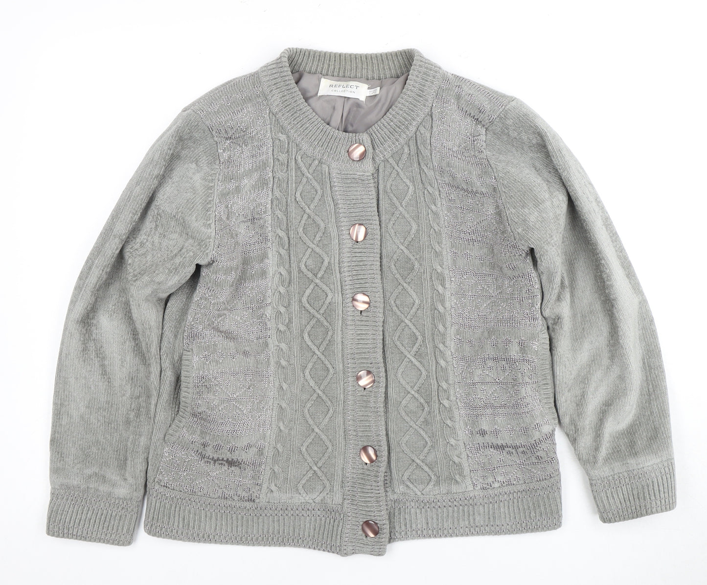 Reflect Women's Grey Cable-Knit Cardigan, Size L