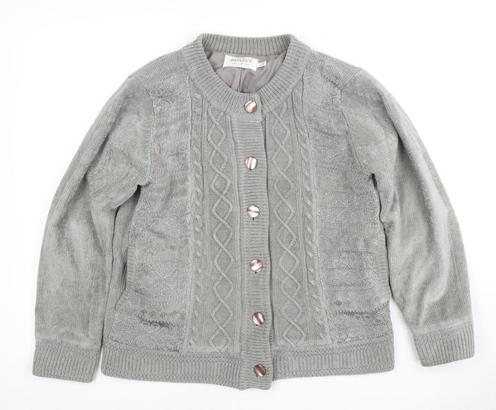 Reflect Women's Grey Cable-Knit Cardigan, Size L