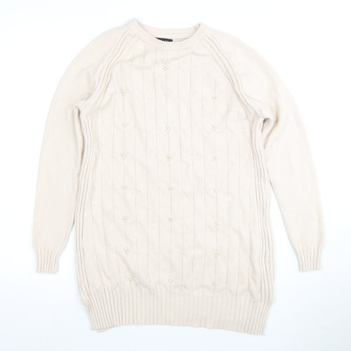 BUISDAEI Women's Beige Cable-Knit Pullover Jumper XL