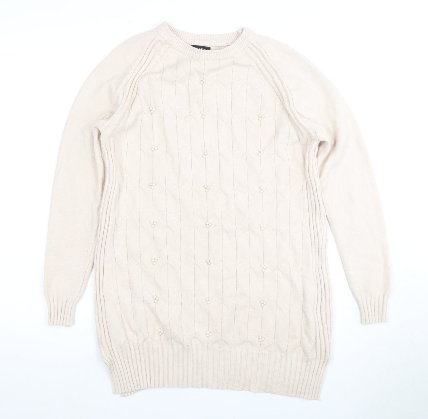 BUISDAEI Women's Beige Cable-Knit Pullover Jumper XL