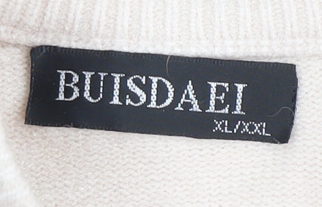 BUISDAEI Women's Beige Cable-Knit Pullover Jumper XL