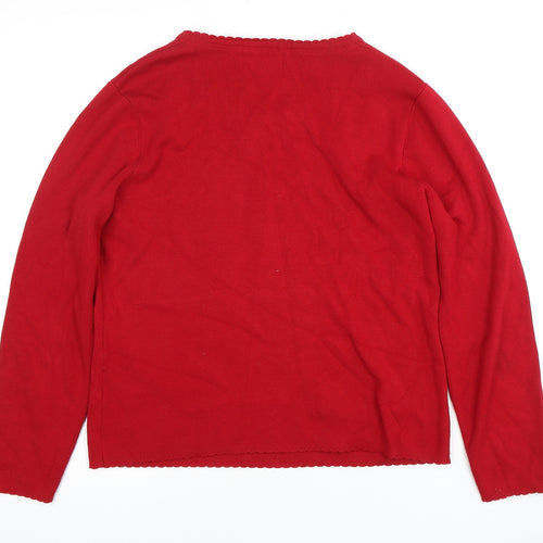 Jumper Women's Red Henley Knit Jumper M