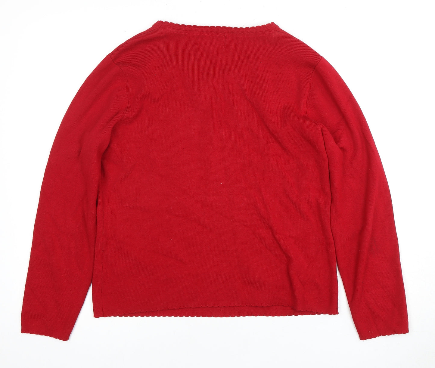 Jumper Women's Red Henley Knit Jumper M