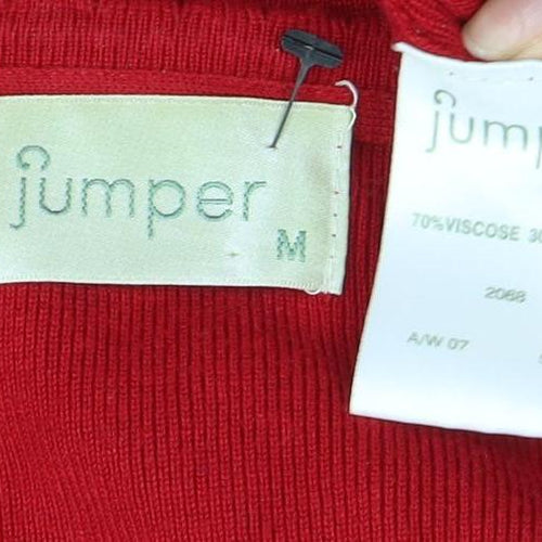 Jumper Women's Red Henley Knit Jumper M