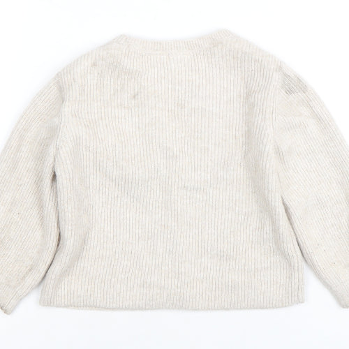 Zara Unisex Baby Beige Cardigan 18-24 Months Knit Cotton Blend