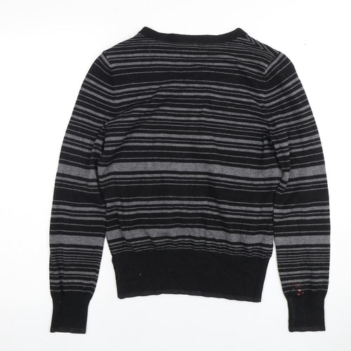 Debenhams Women's Black Striped Pullover Jumper Size 12