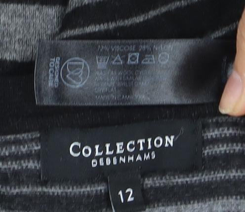 Debenhams Women's Black Striped Pullover Jumper Size 12