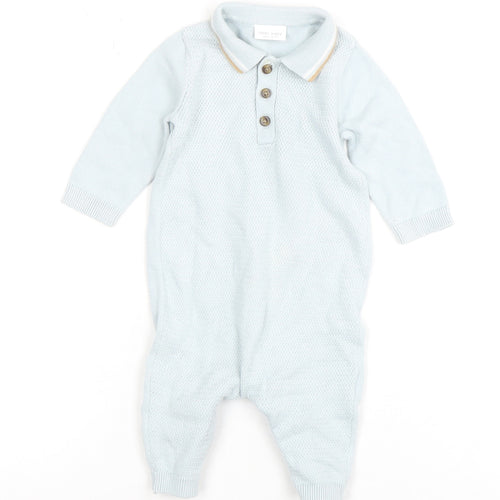 Next Unisex Baby Blue Knit Babygrow 0-3 Months