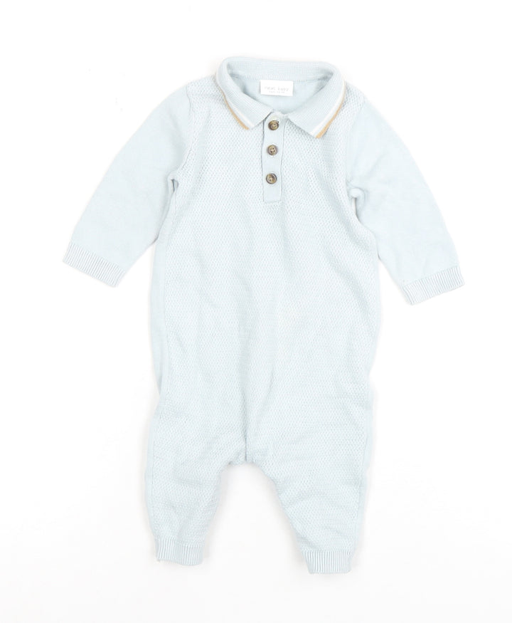 Next Unisex Baby Blue Knit Babygrow 0-3 Months