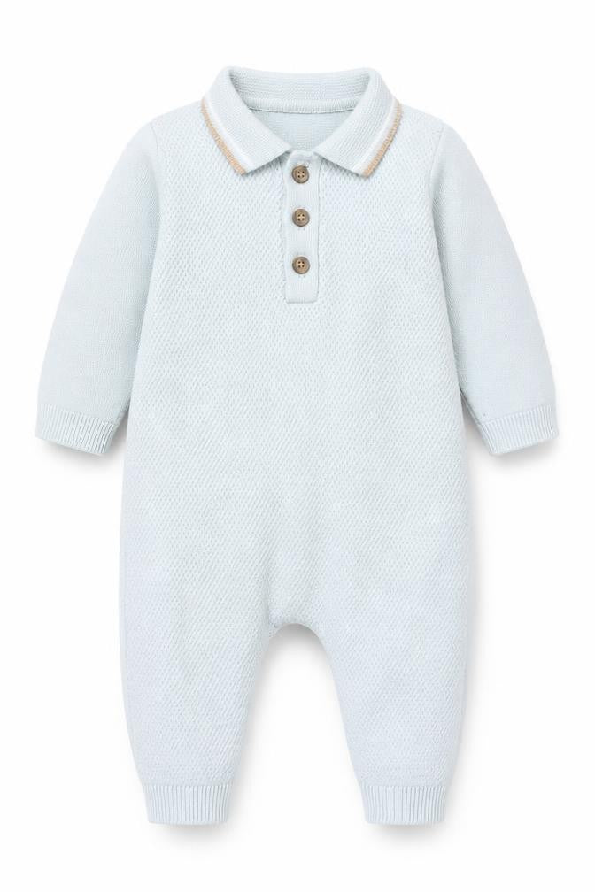 Next Unisex Baby Blue Knit Babygrow 0-3 Months