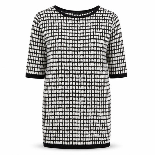 Front view of Next Women's Black Geometric Dress, size 16