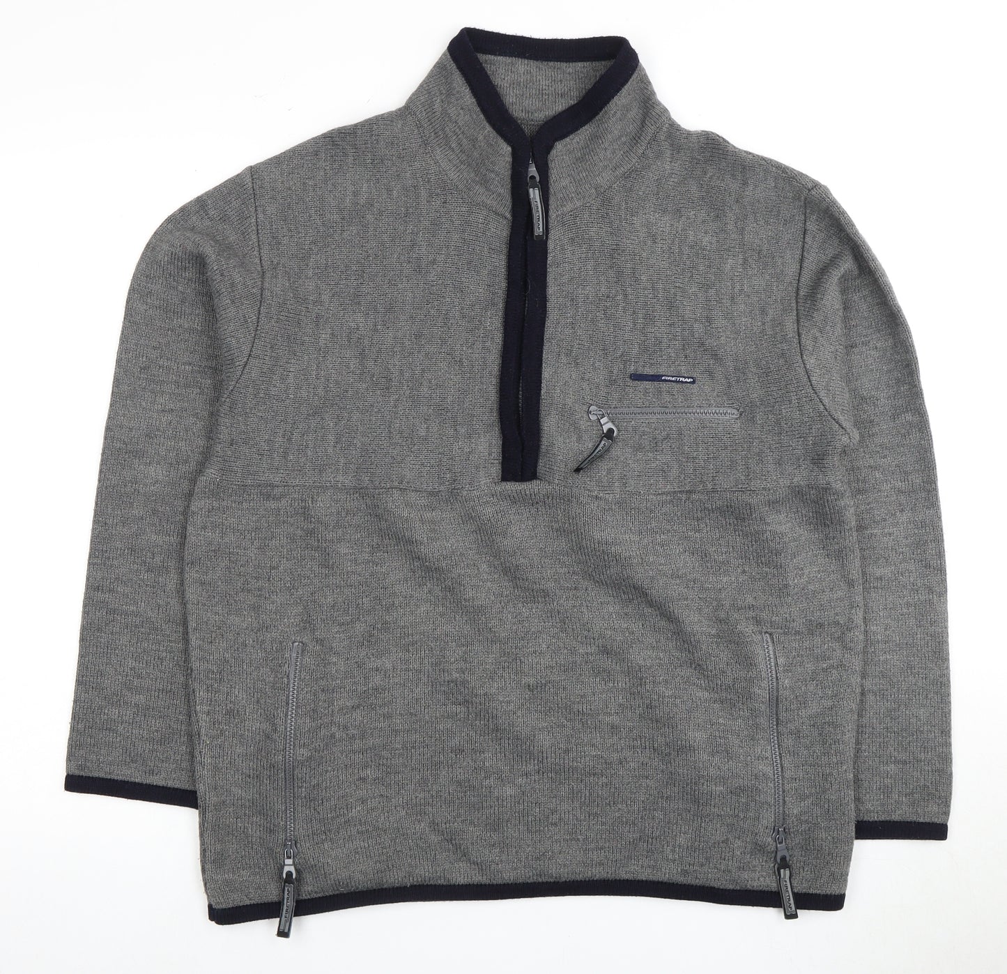 Firetrap Men's Grey Full Zip Jumper, Size L