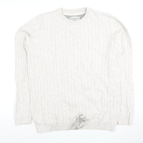 Racing Green Men's Ivory Cotton Pullover, Size M